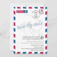 Airmail Heart Italy and Austraila Save the Date