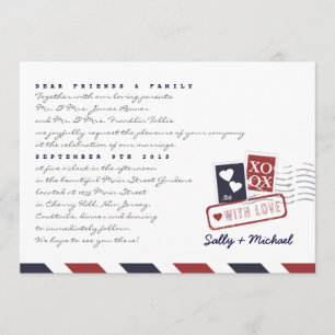 Airmail Love Letter Personalised Note Invitation