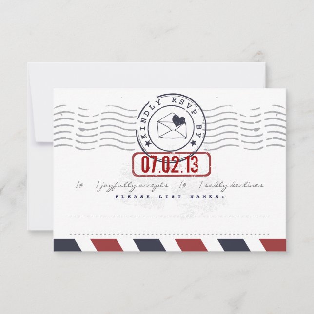 Airmail Love Letter Wedding Response Card (Front)