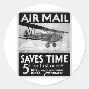 Airmail Poster Classic Round Sticker