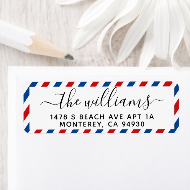 Airmail Return Address Label Wedding Family Label (Insitu)