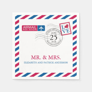 Airmail Wedding Reception Napkin