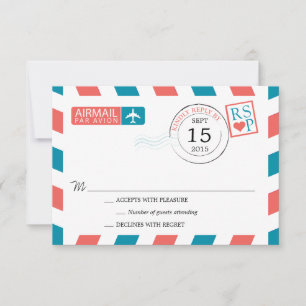 Airmail Wedding RSVP Card
