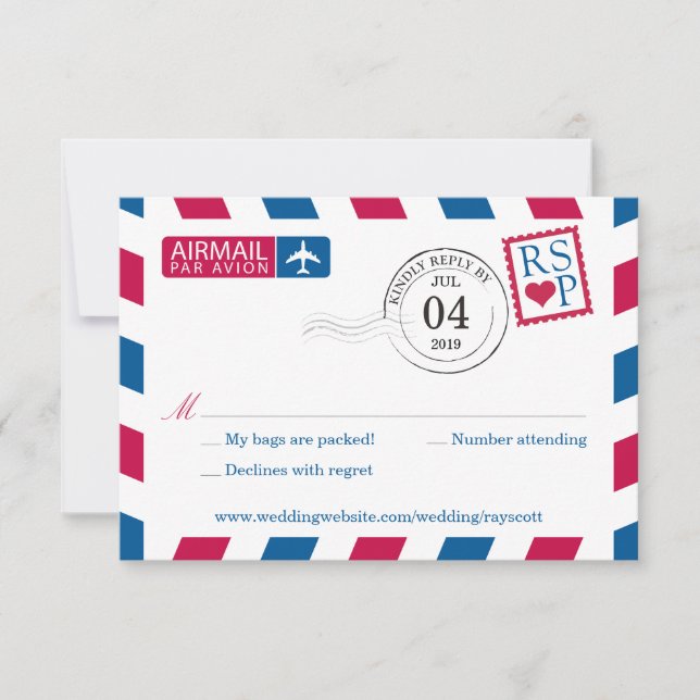 Airmail | Wedding RSVP Card (Front)