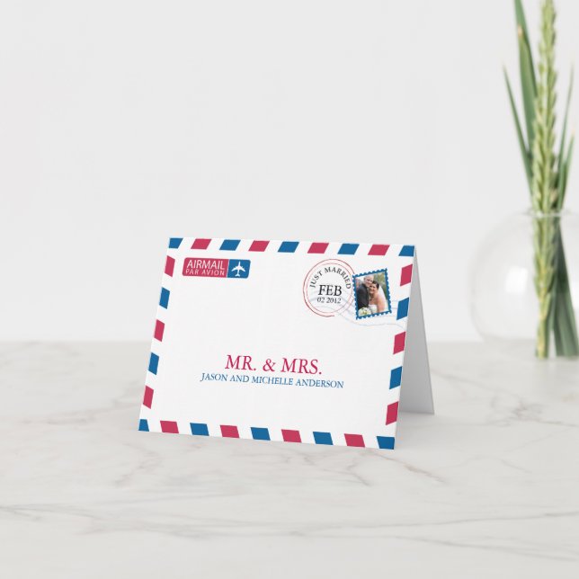 Airmail Wedding Thank You Card (Front)