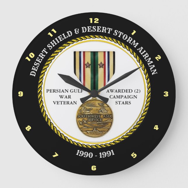 AIRMAN 2 STARS  / DESERT SHIELD & STORM LARGE CLOCK (Front)