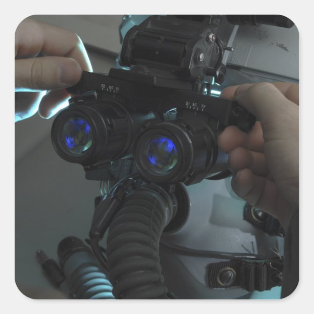 Airman adjusts the eyespan square sticker (Front)
