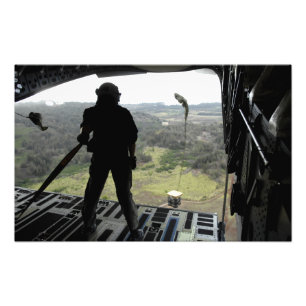 Airman watches a practice bundle fall photo print
