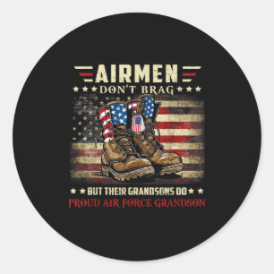 Airmen don't brag proud air force grandson family classic round sticker