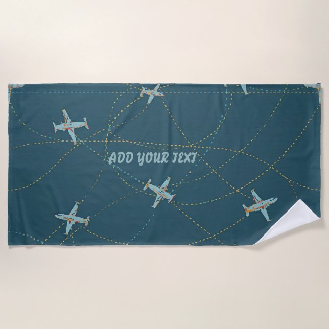 Airplane Beach Towel – Personalised with Your Text (Front)