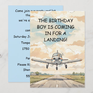 Airplane Birthday Boy Party Digital Download Invitation