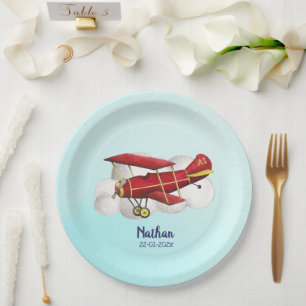 Airplane Birthday Paper Plate, Fly on over Plate