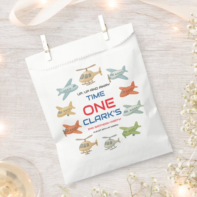 Airplane Boy 1st Birthday | Fun Sky Theme Party Favour Bags (Clipped)