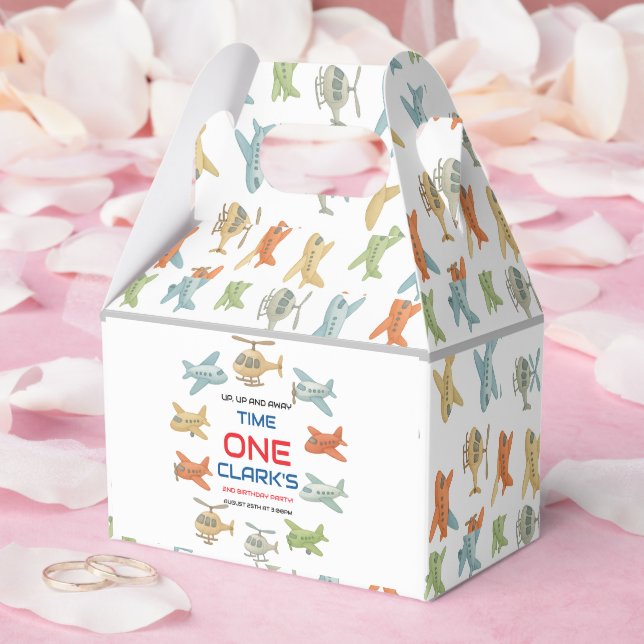 Airplane Boy 1st Birthday | Fun Sky Theme Party Favour Box (Wedding)