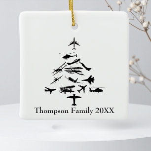 Airplane Christmas Tree Cool Aviation Pilot Custom Ceramic Ornament