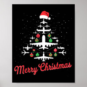 Airplane Christmas Tree Cute Airplane Xmas Holiday Poster