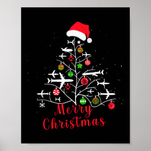 Airplane Christmas Tree Xmas For Men Women Youths Poster