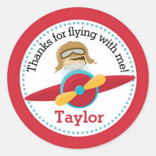 Airplane Favor Sticker (Boys Pilot Birthday Party)