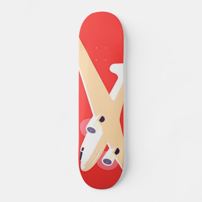 Airplane Flying Vintage WPA Colorful Skateboard (Front)