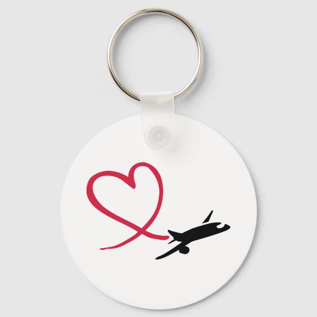 Airplane heart love key ring (Front)