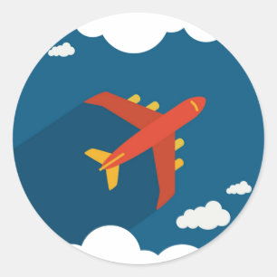 Airplane in the Blue Sky Children's Nursery Pilot Classic Round Sticker