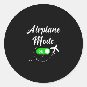 Airplane Mode Funny Travel Pilot Plane Vacation Classic Round Sticker