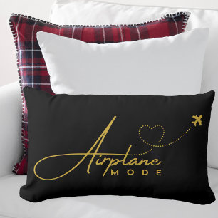 Airplane Mode,Travel, Minimalist,Gold, Aviation Lumbar Cushion