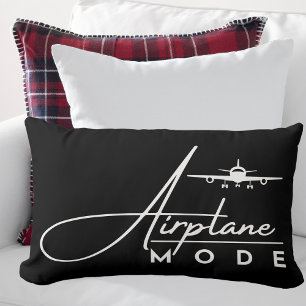 Airplane Mode,Travel, Minimalist Script, Aviation  Lumbar Cushion
