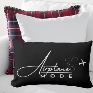 Airplane Mode,Travel, Minimalist Script, Aviation Lumbar Cushion