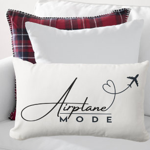 Airplane Mode,Travel, Minimalist Script, Aviation Lumbar Cushion