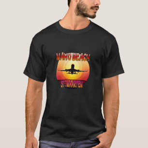 Airplane over Maho Beach sunset T-Shirt