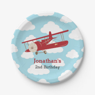 Airplane Paper Plates (Vintage Red Plane Boy)