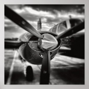 Airplane propeller Black and White Poster