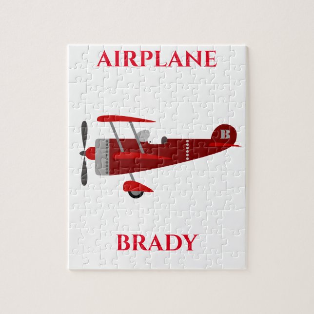Airplane puzzle with personalized name. (Vertical)
