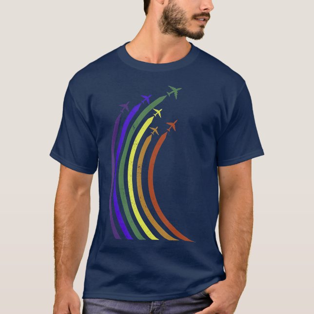Airplane Rainbow  CSD LGBTQ Pride T-Shirt (Front)