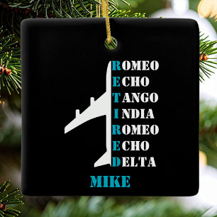 Airplane Retired Nato Phonetic Alphabet Aviation Ceramic Ornament
