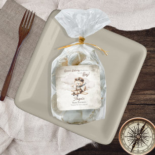 Airplane Teddy Bear Special Delivery Baby Shower Square Sticker