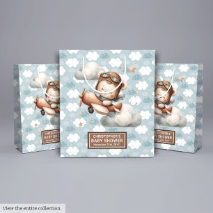 Airplane Theme Baby Shower Favor Bag For A Boy