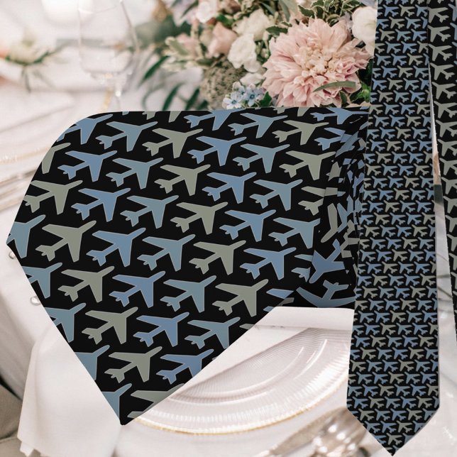 Airplane Tie Armani Gray on Black (Creator Uploaded)