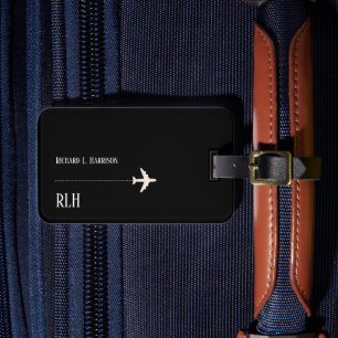 Airplane Travel Minimalist Classy Black Luggage Tag