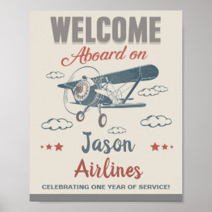 Airplane Welcome sign - Vintage Airplane Poster