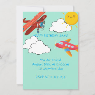AIRPLANES BIRTHDAY INVITATION BOYS,DIGITAL