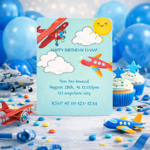 AIRPLANES BIRTHDAY INVITATION BOYS,DIGITAL