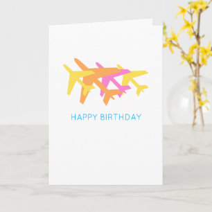 Airplanes Happy Birthday Aviation Pilot Travel  Card
