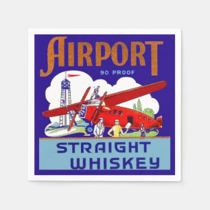 Airport Aeroplane Pilot Fly Trip Vintage Whiskey Napkin