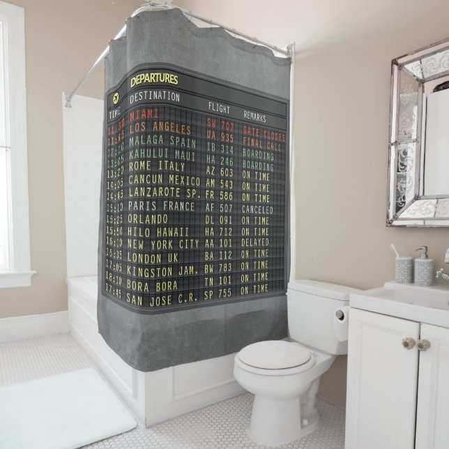 Airport Board (all text customizable!) Shower Curtain (In Situ)