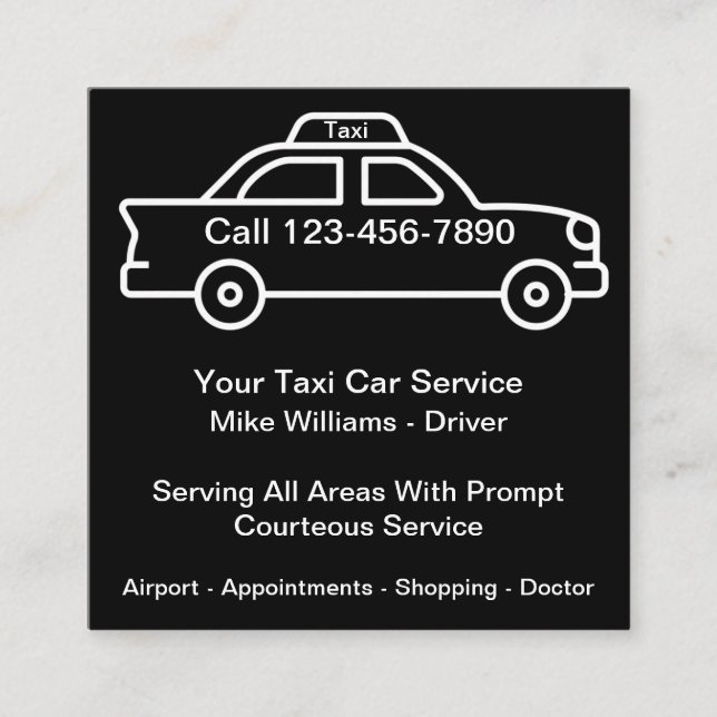 Airport Taxi Transportation Business Cards Unique (Front)