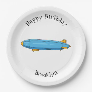 Airship cartoon illustration paper plate
