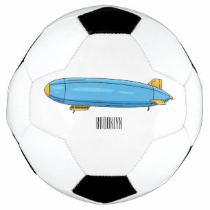 Airship cartoon illustration soccer ball