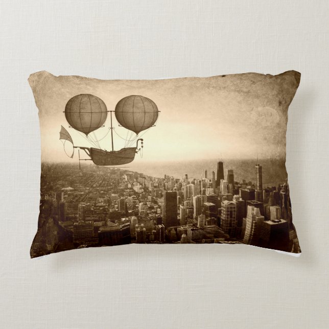 Airship Over Chicago Decorative Cushion (Front)
